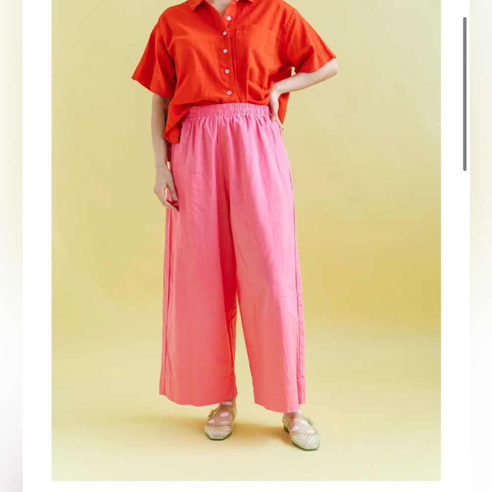 Nettle Mid Easy Pant in Bubblegum Linen